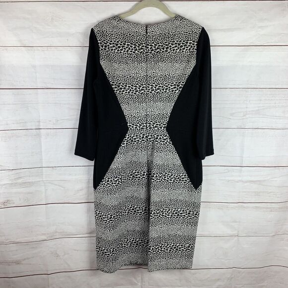 Muse dress Formal colorblock animal print 8 medium M zip black bodycon Career - Picture 7 of 16